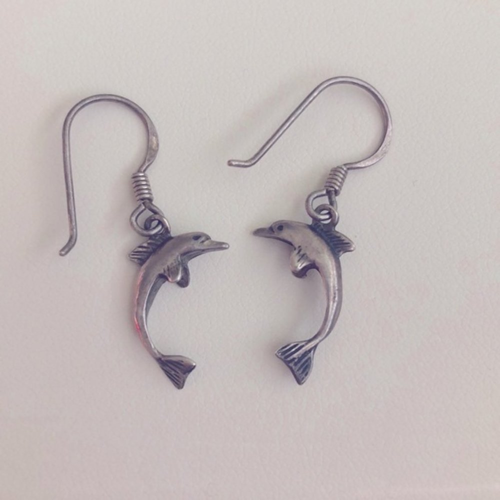 Sterling silver dolphin earrings